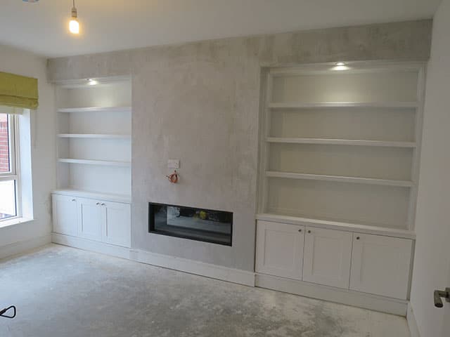 Alcove-shelving-and-cabinets with lights