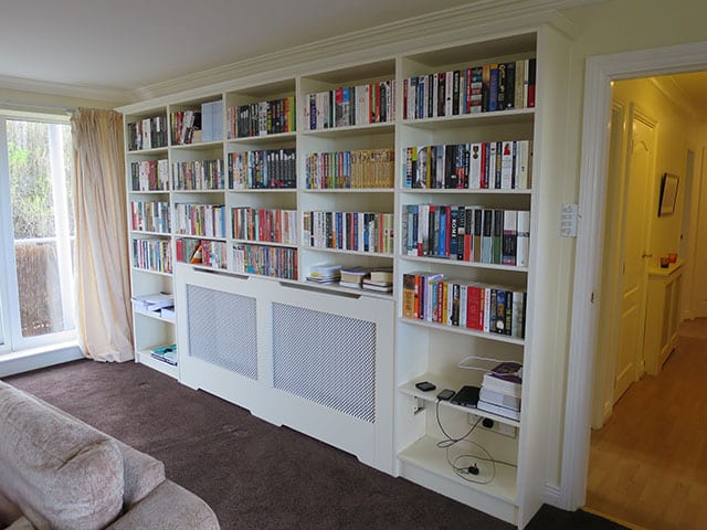 Book case with integrated radiator cover